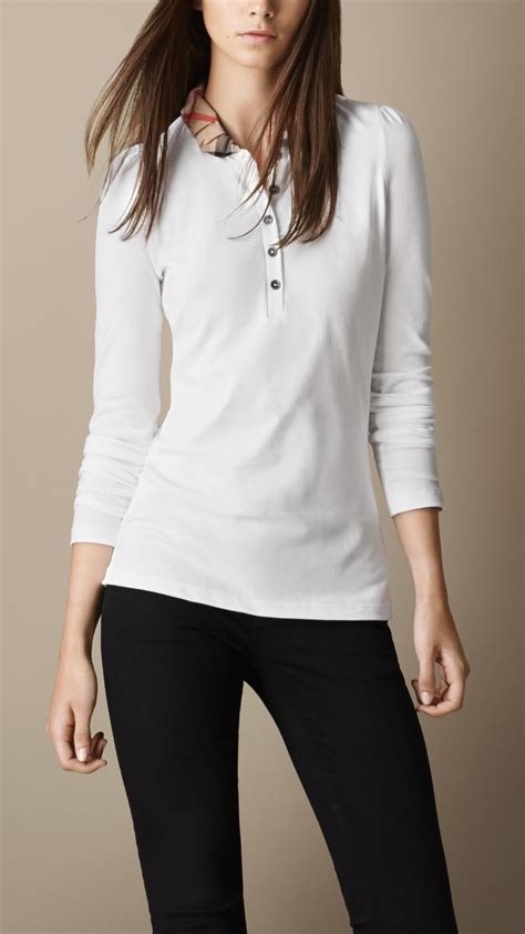 long sleeve burberry shirt women|burberry long sleeve polo shirt.